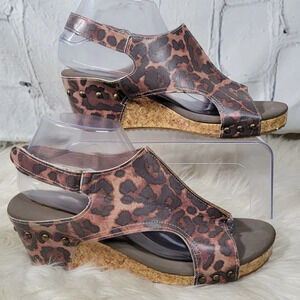 Jolimall Womens 9 Leopard Print Brown Wedge Summer Sandals Casual‎ Comfy Padded